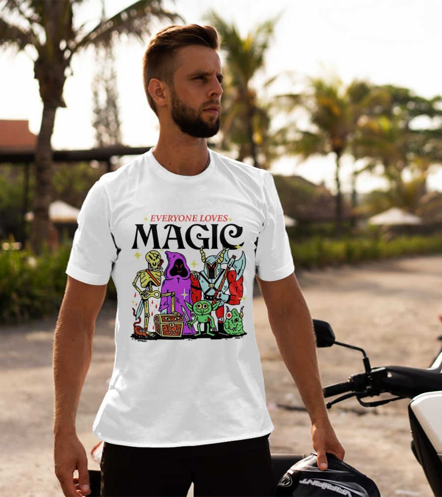 Everyone Loves Magic Skeleton Goblin Knight Chest Stars Sword T-Shirt