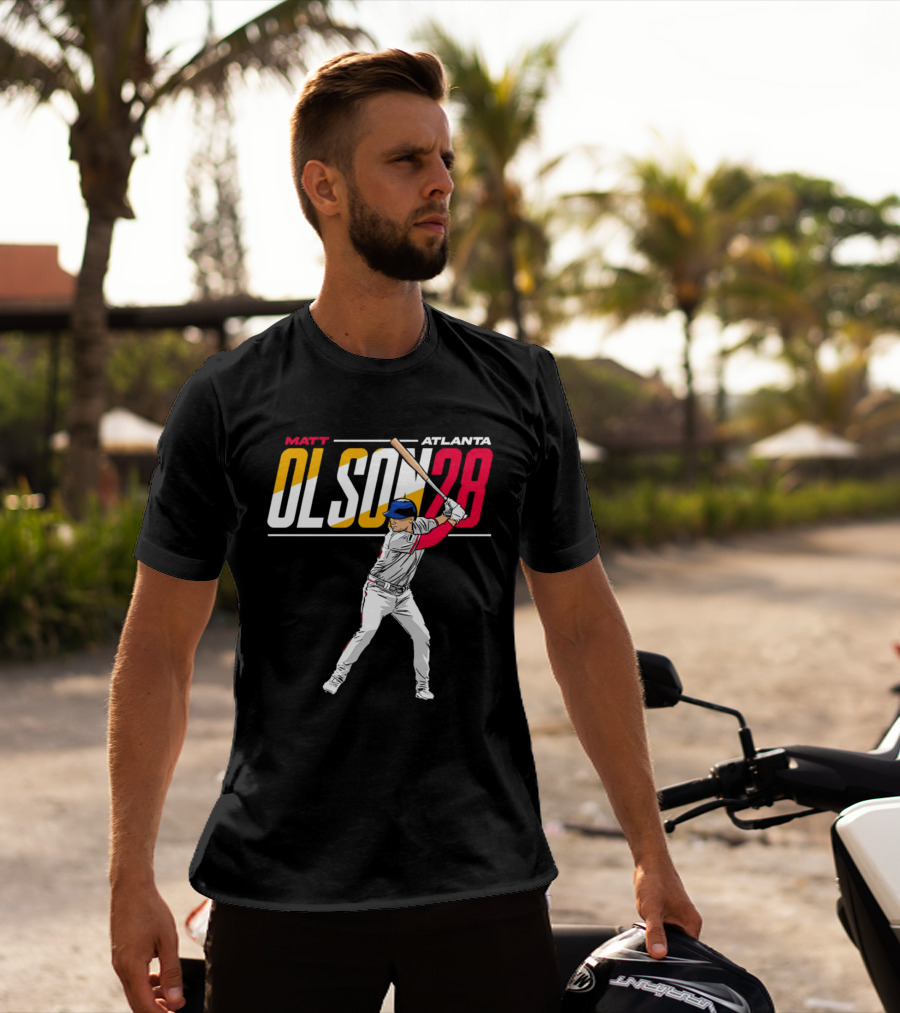 MATT OLSON ATLANTA OLSON 28 CARTOON VINTAGE BASEBALL BATTER T-Shirt