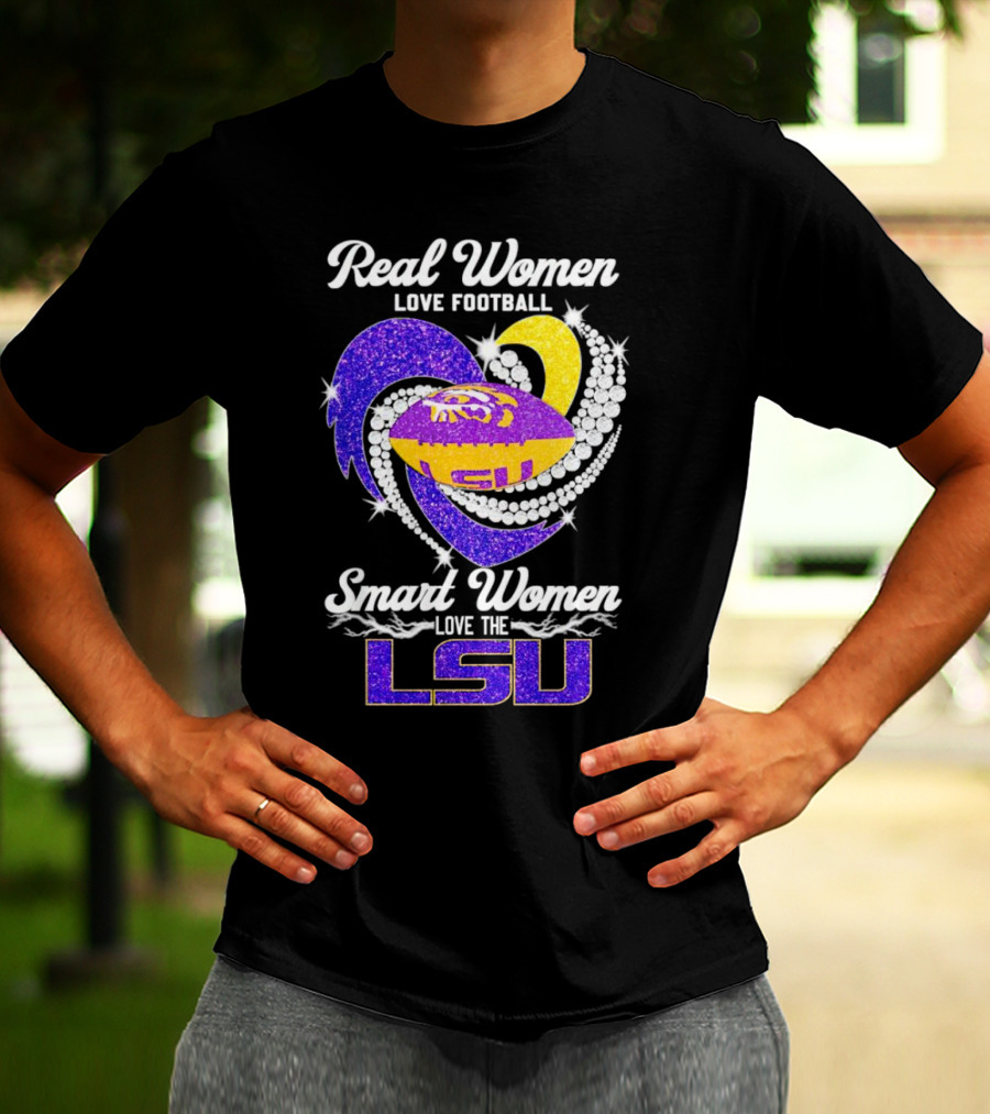 Real Women Love Football Smart Women Love The LSU Tigers Football Sparkle T-Shirt