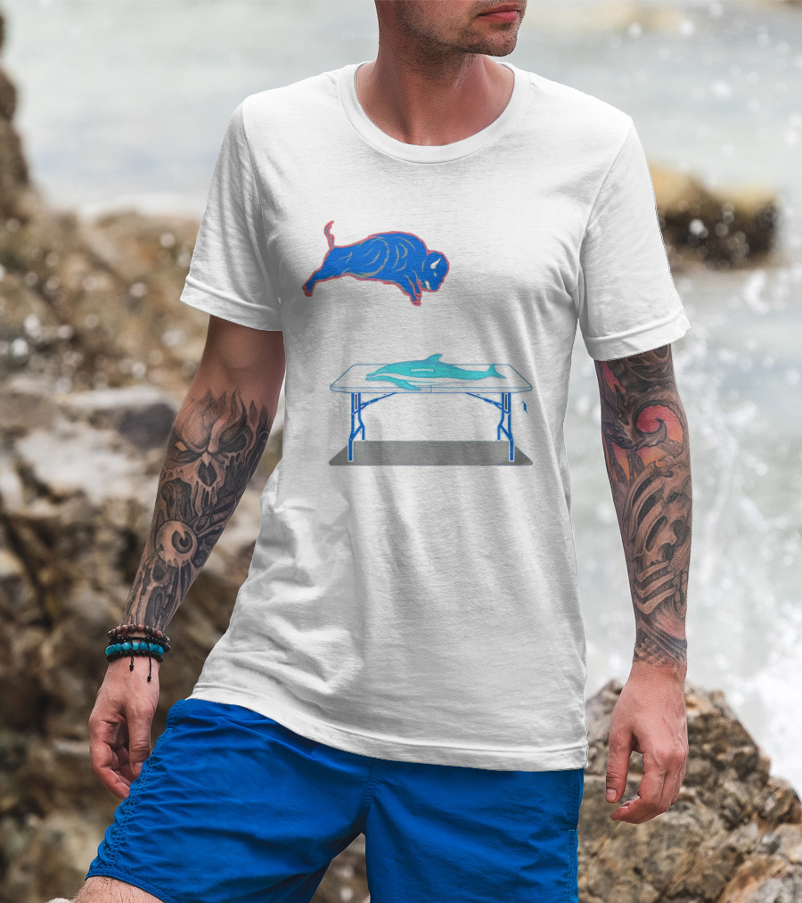 Buffalo Bills Jumping Over Table Miami Dolphins T-Shirt