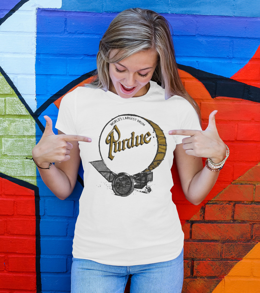 World's Largest Drum Purdue Black And Gold Band Heritage T-Shirt