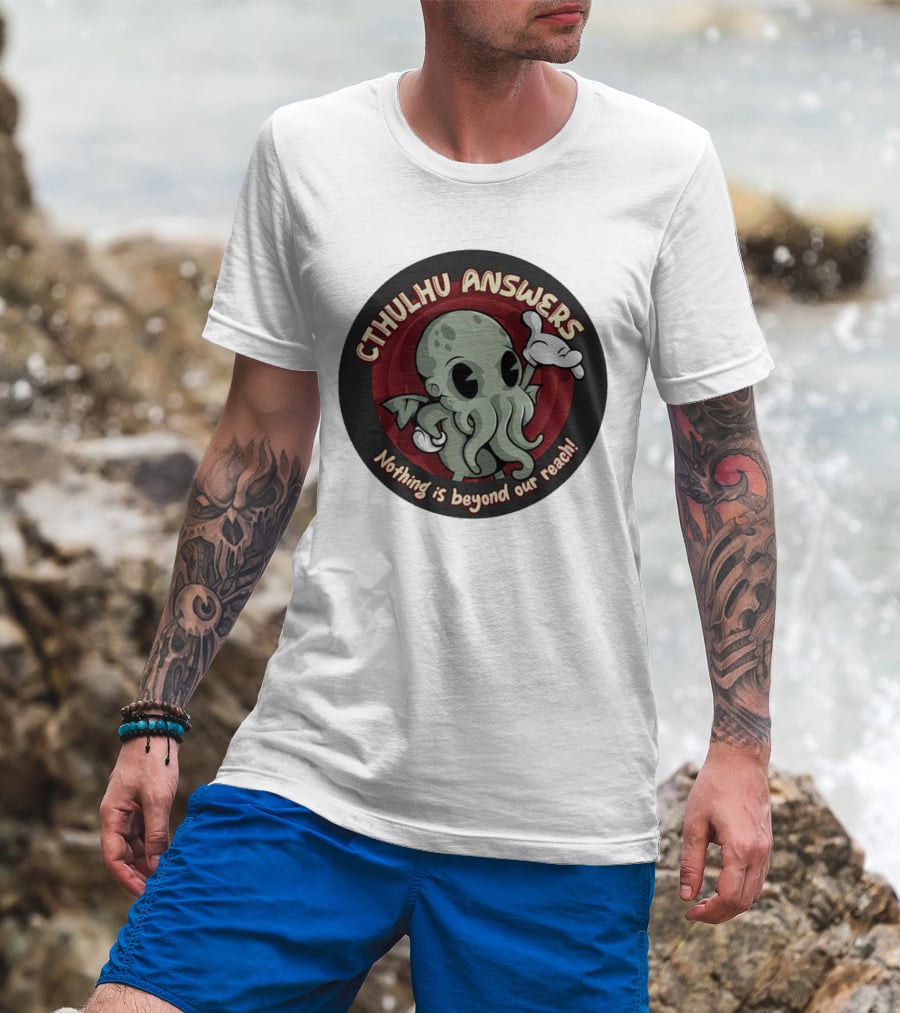 Cthulhu Answers Nothing Is Beyond Our Reach Cartoon T-Shirt
