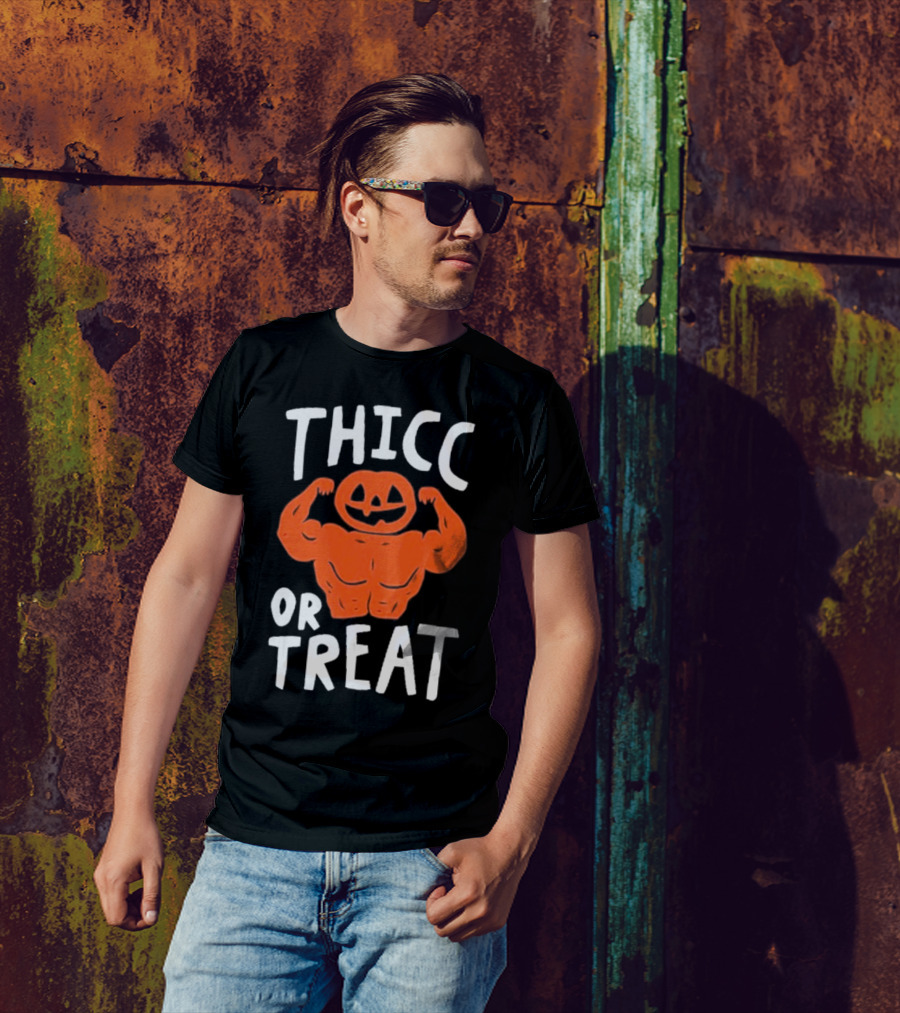 Bri Missbrisolo Thicc Or Treat Halloween Pumpkin Jack-O'-Lantern Bodybuilder T-Shirt