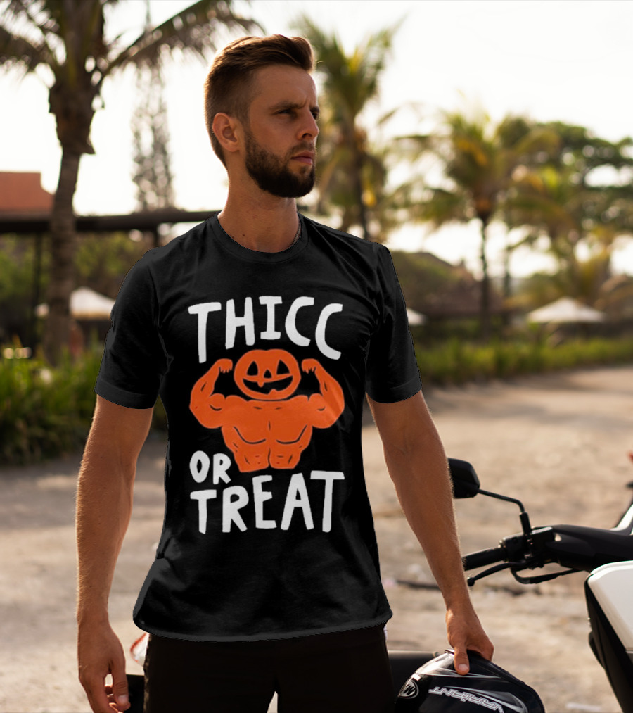 Bri Missbrisolo Thicc Or Treat Halloween Pumpkin Jack-O'-Lantern Bodybuilder T-Shirt