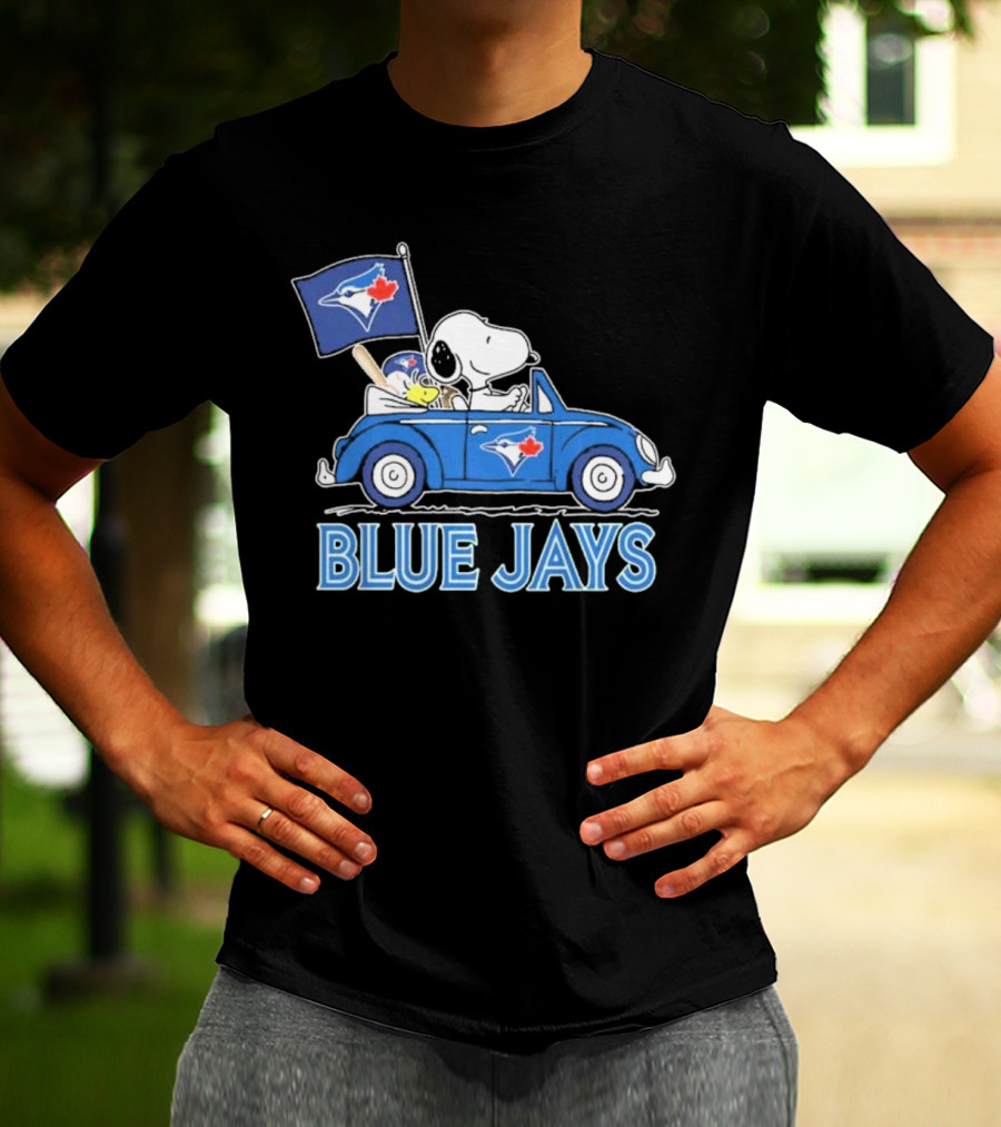 Snoopy Woodstock Toronto Blue Jays Car Blue Jays Flag T-Shirt
