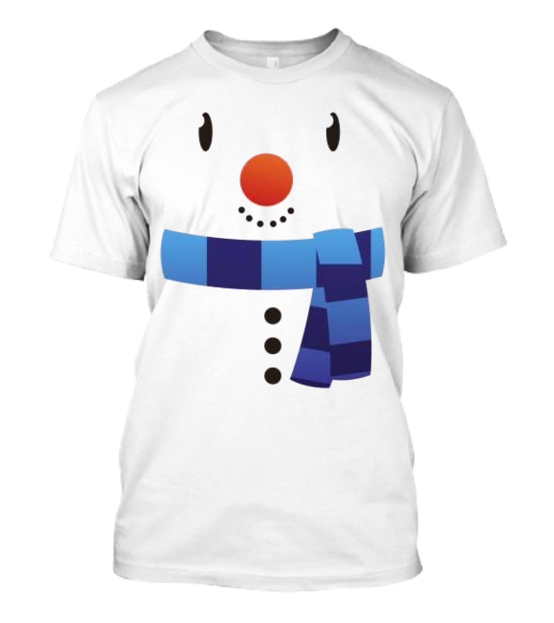 Snowman Suit Christmas Blue Scarf Simple Face T-Shirt