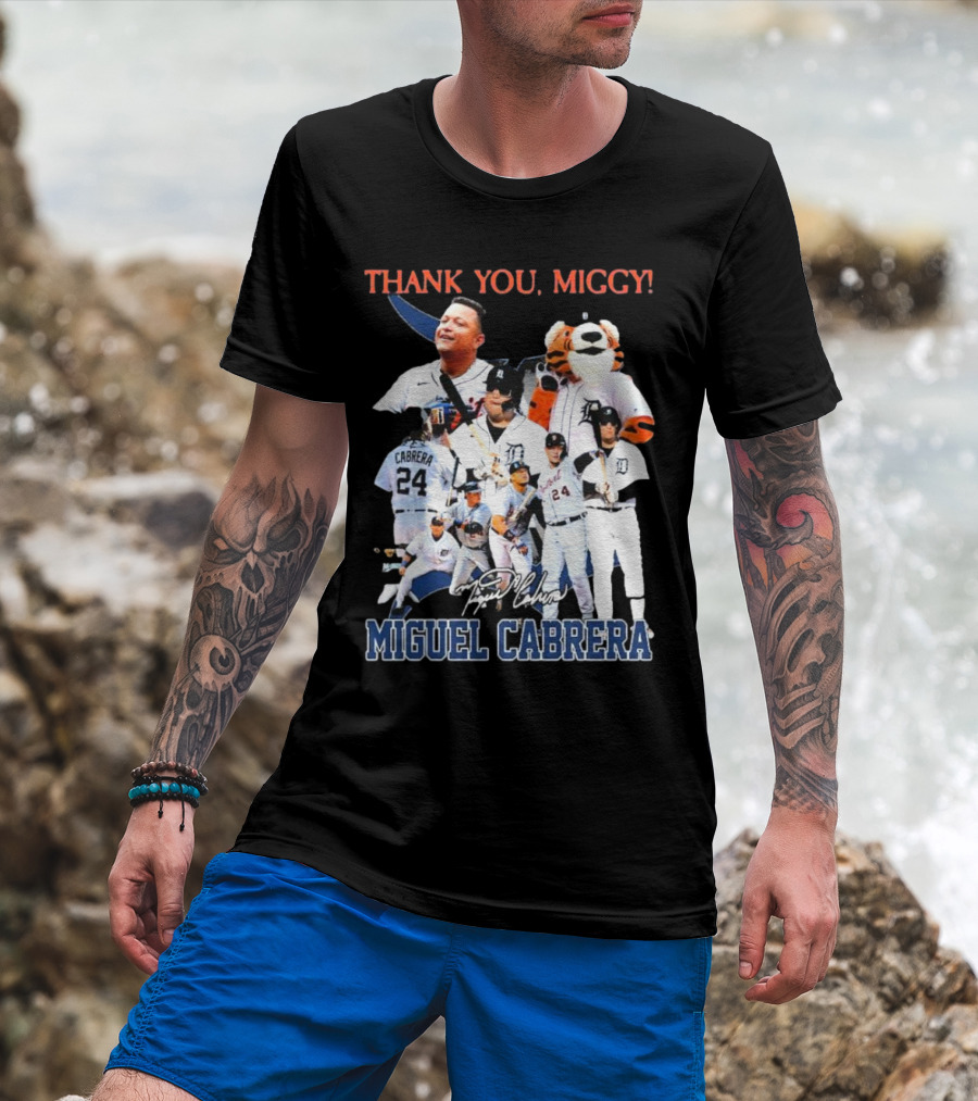 Thank You Miggy Miguel Cabrera Detroit Tigers Legend Signature T-Shirt