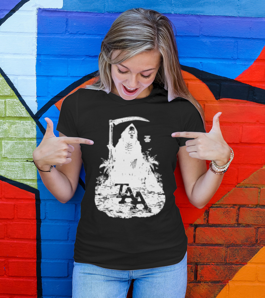 Treading Water TAA Grim Reaper With Scythe And Palm Trees T-Shirt
