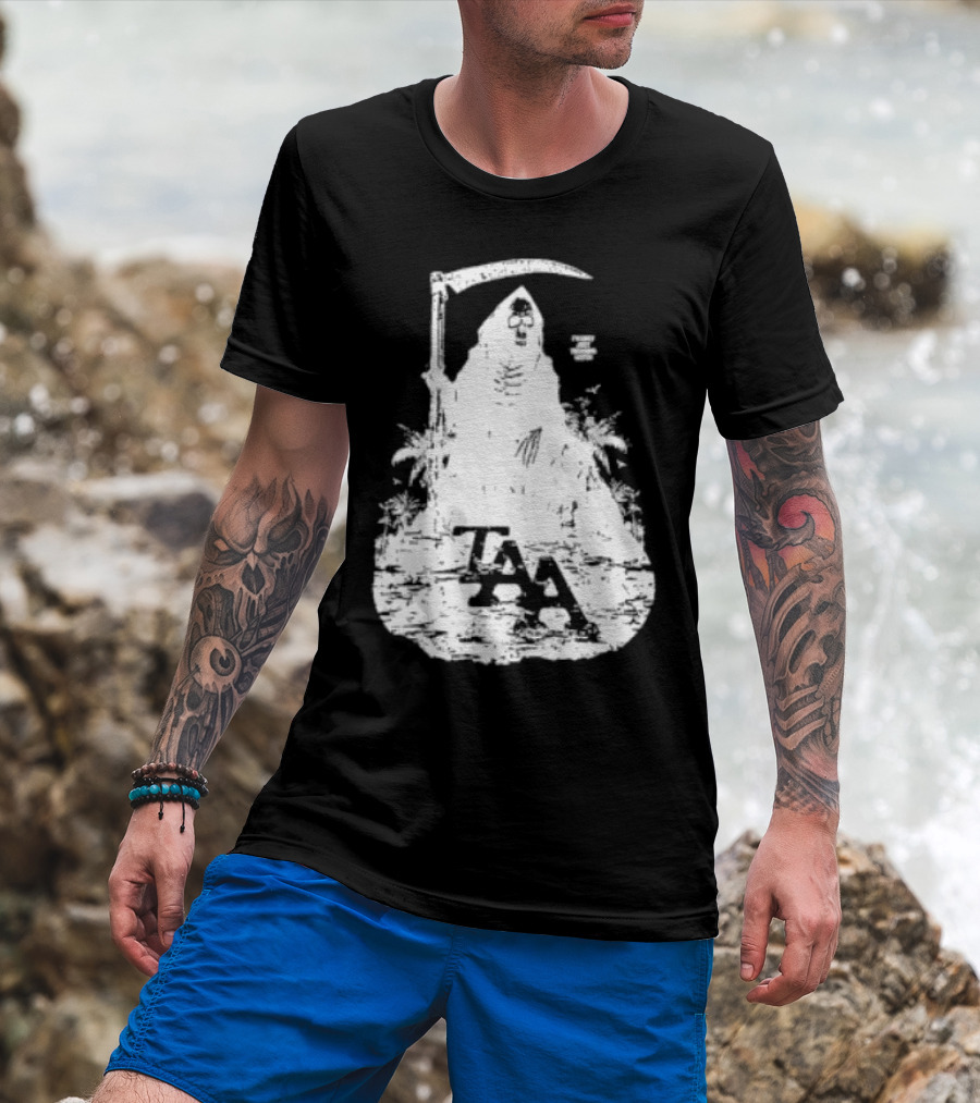 Treading Water TAA Grim Reaper With Scythe And Palm Trees T-Shirt