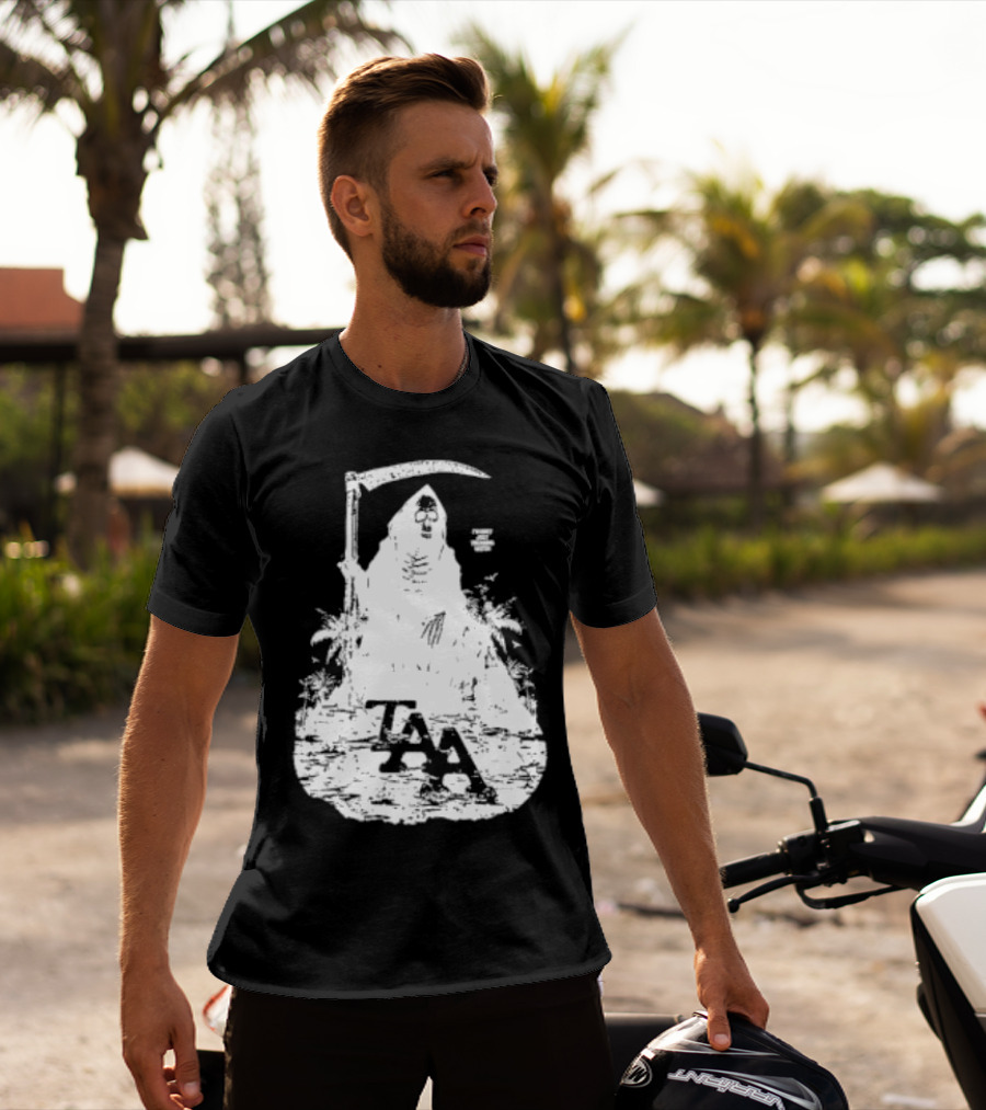 Treading Water TAA Grim Reaper With Scythe And Palm Trees T-Shirt