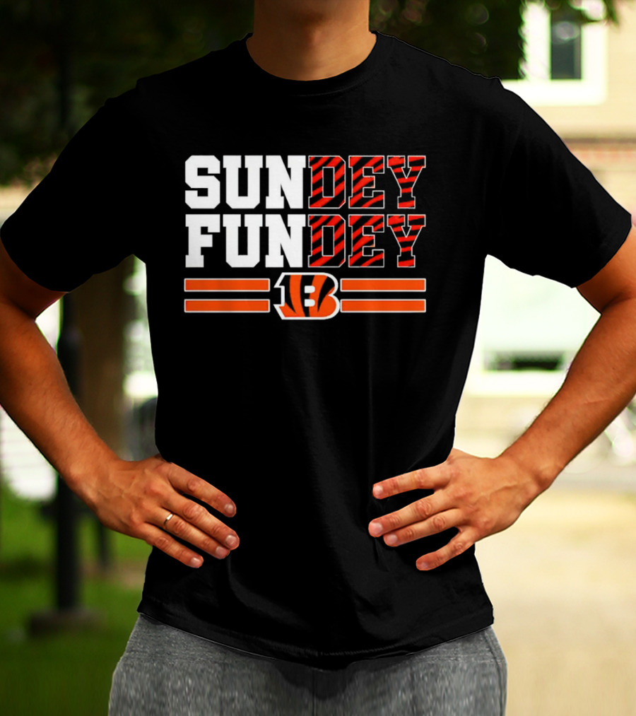 Cincinnati Bengals Sundey Funday B Logo Orange Stripes T-Shirt