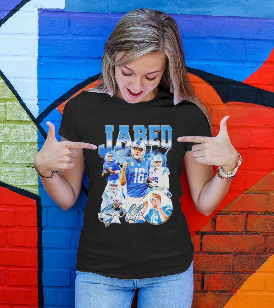 Jared Goff Detroit Lions Quarterback Football Action Montage T-Shirt