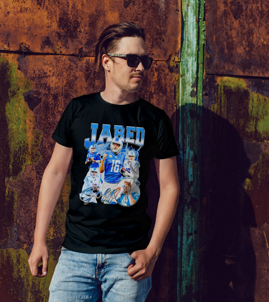 Jared Goff Detroit Lions Quarterback Football Action Montage T-Shirt