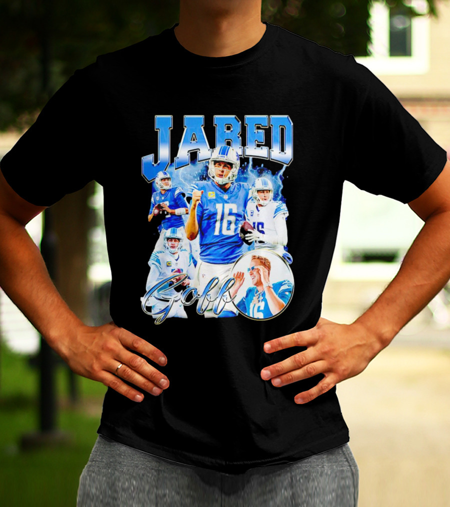 Jared Goff Detroit Lions Quarterback Football Action Montage T-Shirt