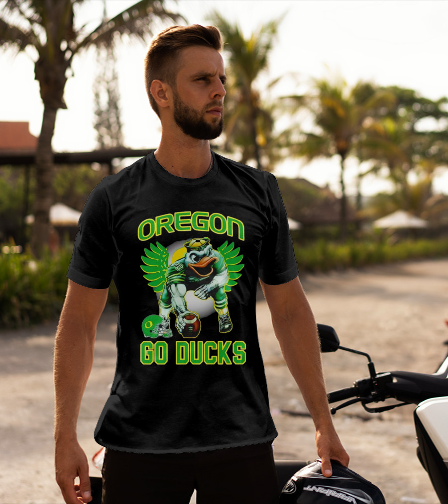 Oregon Ducks Football Go Ducks Mascot With Green Wings And Helmet T-Shirt