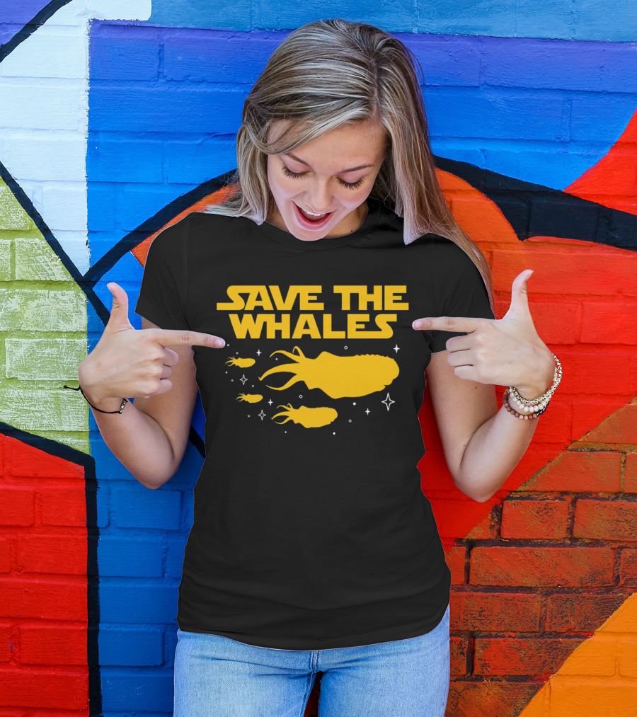 Save The Whales I Mean Purrgil Star Wars Parody Yellow Space Creatures T-Shirt