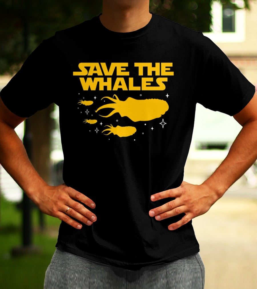 Save The Whales I Mean Purrgil Star Wars Parody Yellow Space Creatures T-Shirt