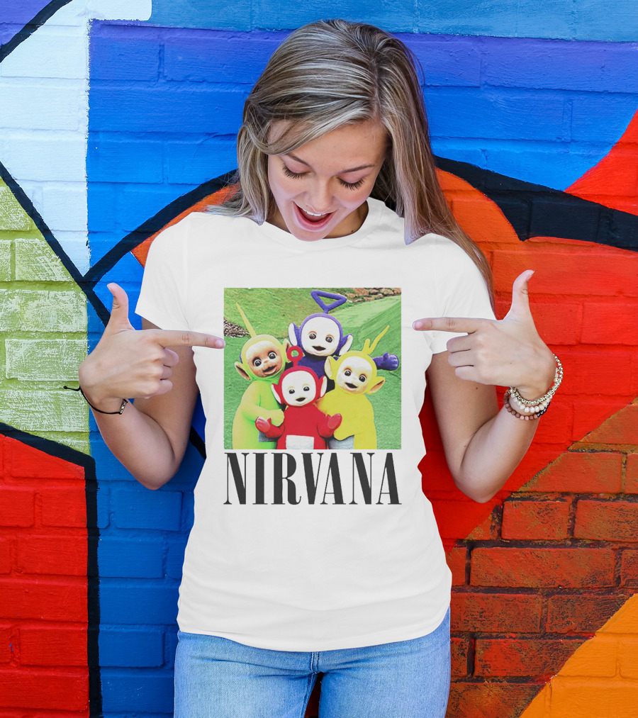 Nirvana Teletubbies Crossover Black T-Shirt