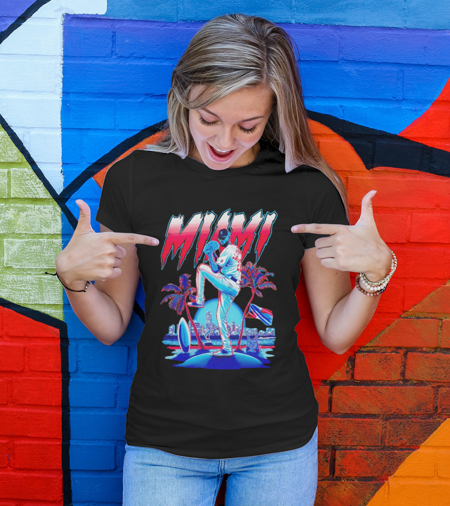 Miami Marlins Sandy Alcántara Cartoon Vintage T-Shirt