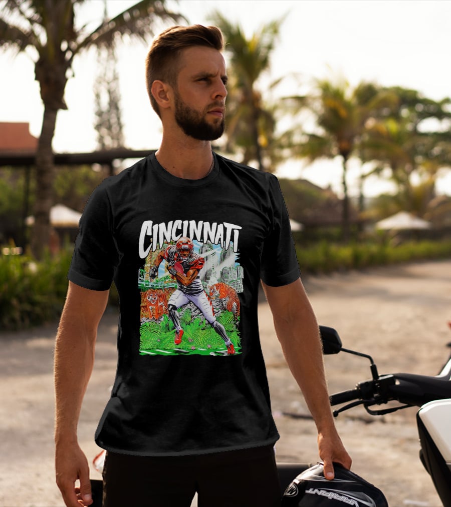 Cincinnati Bengals A.J. Green Cartoon Vintage Tigers Background T-Shirt