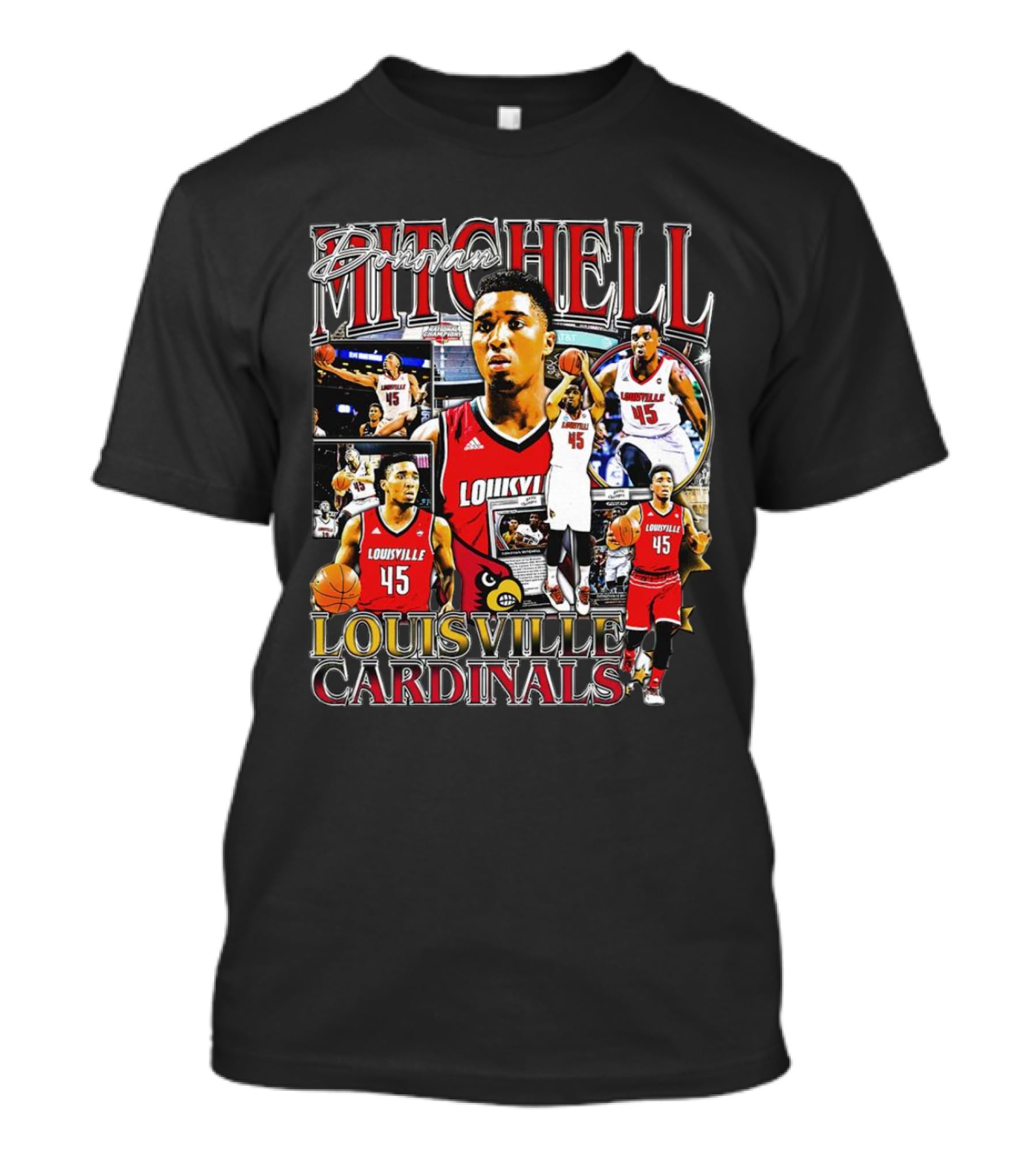 Donovan Mitchell Louisville Cardinals Basketball Highlights Collage T-Shirt