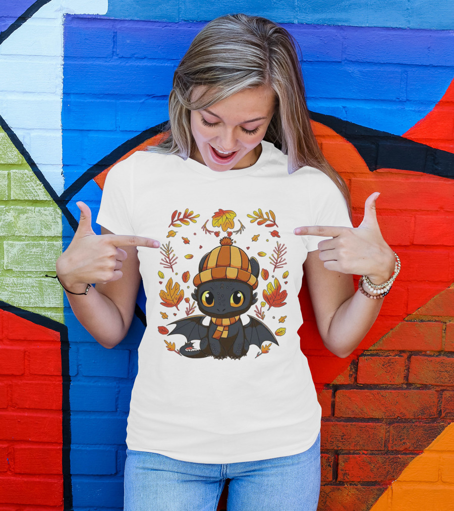 Fall Night Fury Thanksgiving Autumn Leaves T-Shirt