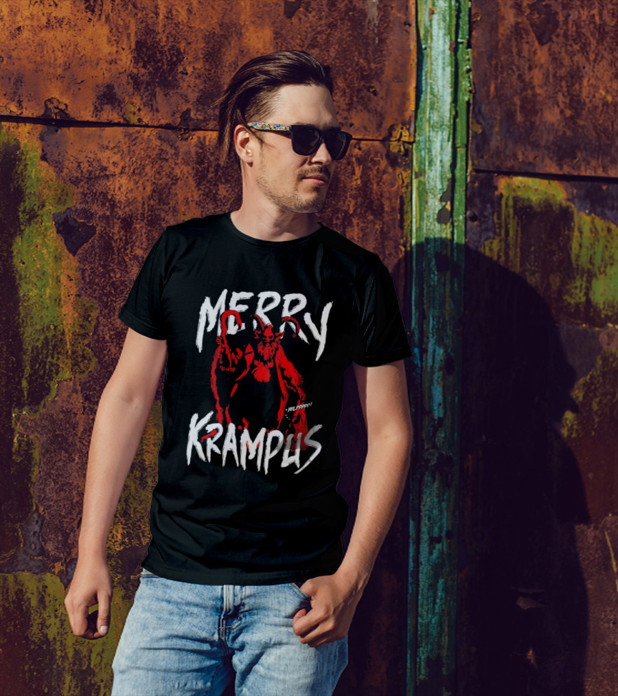 Merry Krampus Helpppp Horror Red Demon T-Shirt