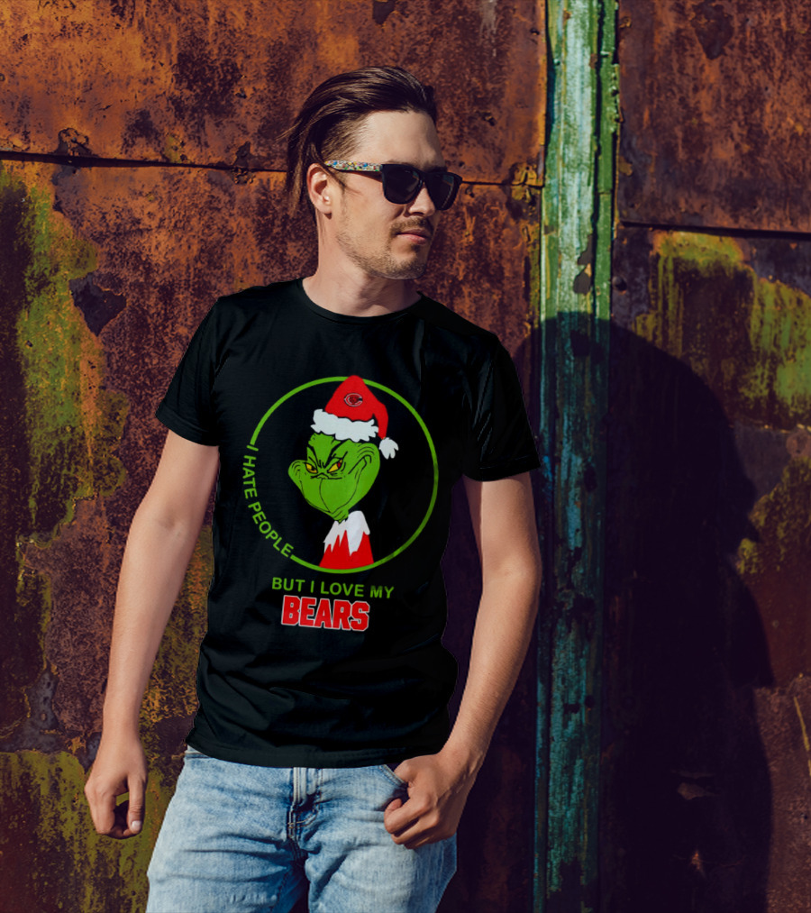 I Hate People But I Love My Bears Grinch Christmas Hat T-Shirt