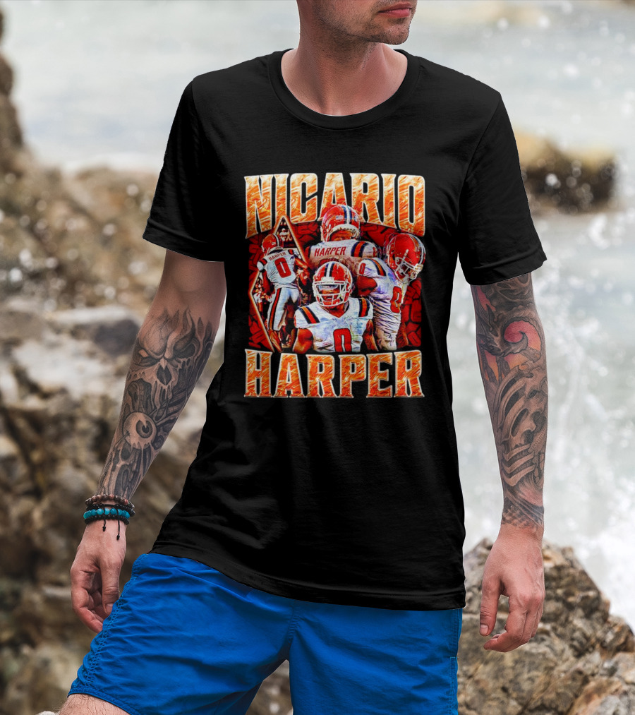 Nicario Harper Illinois Fighting Illini Football Vintage Harper 0 Jersey Collage T-Shirt