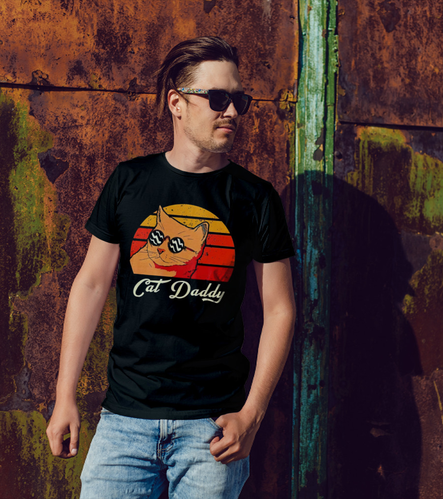 Vintage Cat Daddy Retro Sunglasses Sunburst T-Shirt