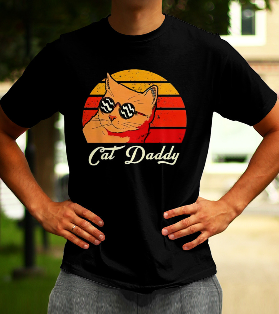 Vintage Cat Daddy Retro Sunglasses Sunburst T-Shirt