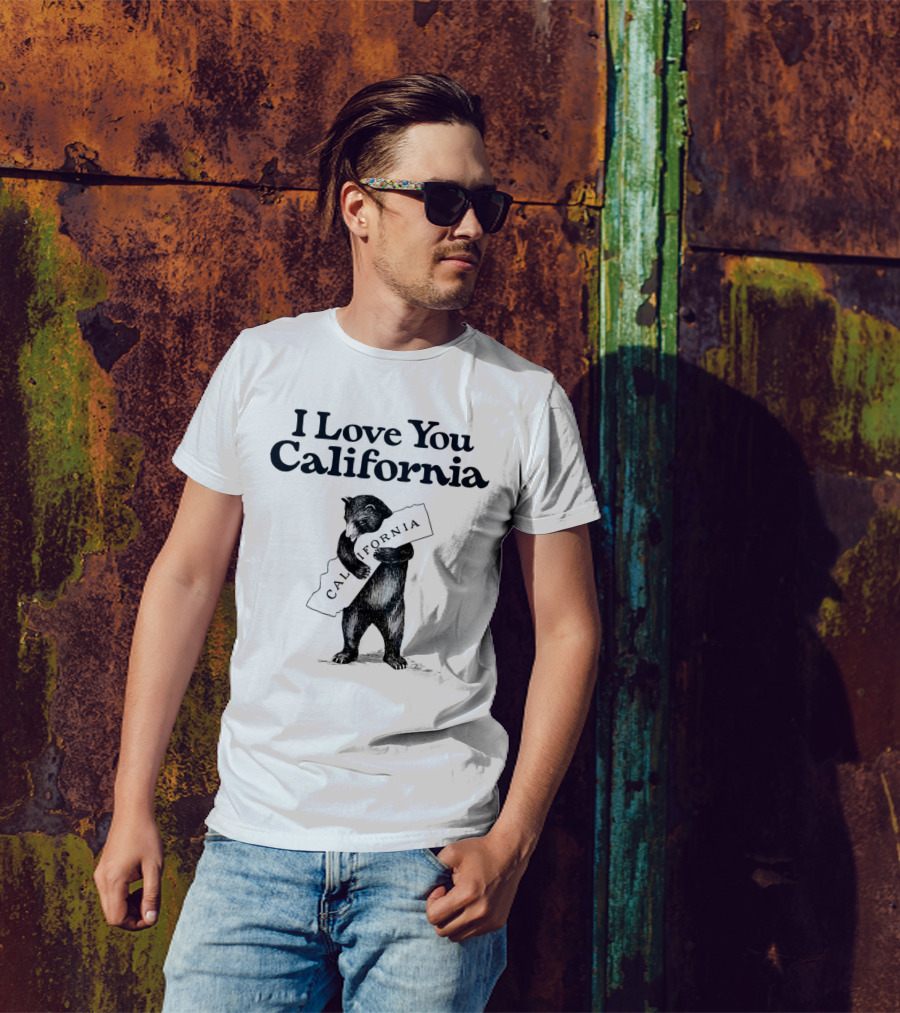 I Love You California Bear Hugging California Map T-Shirt