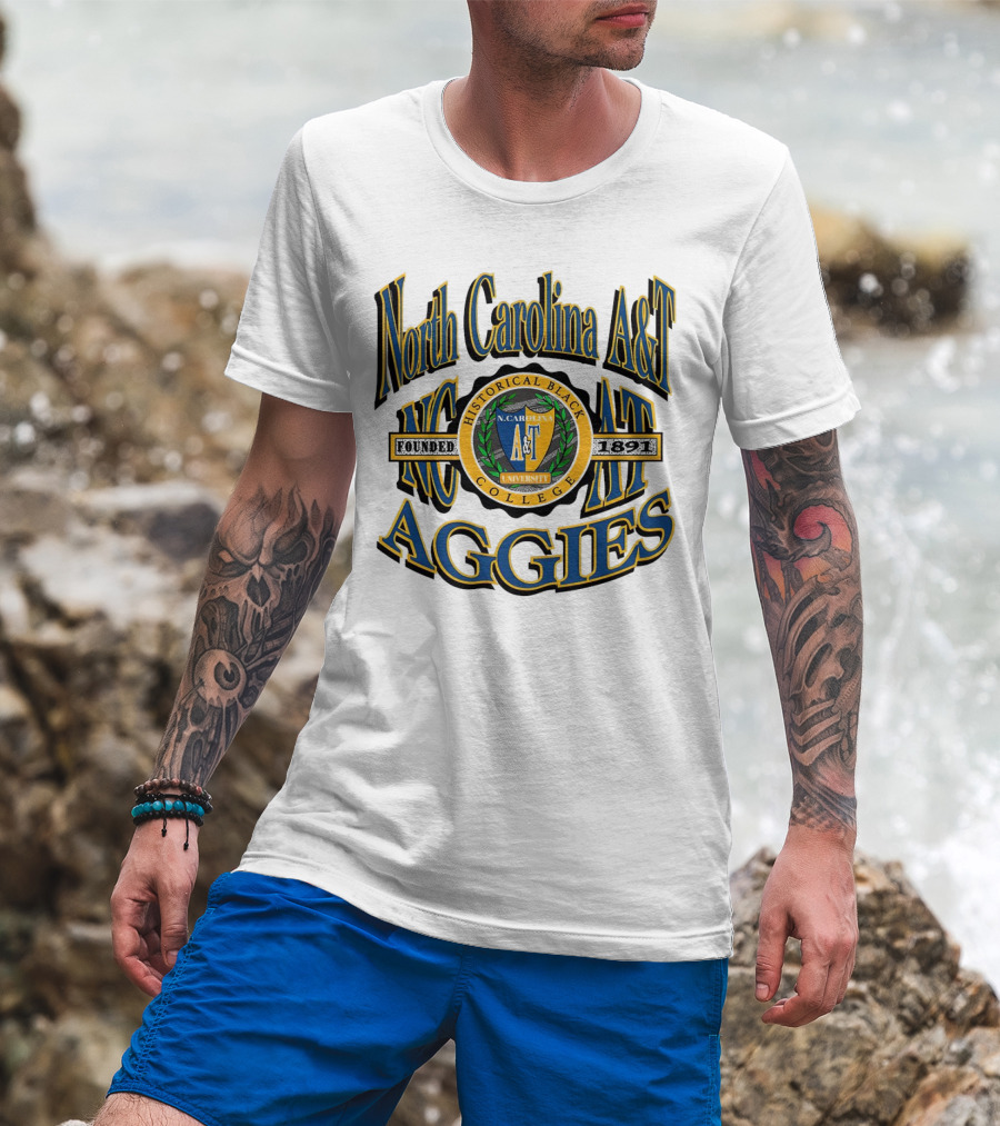 North Carolina A&T Aggies Historical Black College Founded 1891 Crest T-Shirt