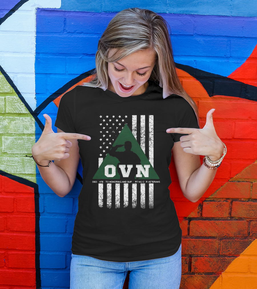 OVN Honoring And Supporting Our Veterans With American Flag And Saluting Soldier T-Shirt