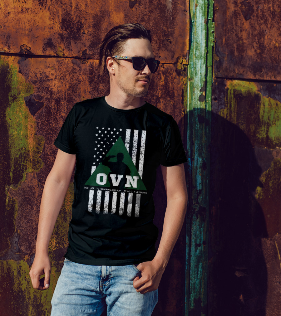 OVN Honoring And Supporting Our Veterans With American Flag And Saluting Soldier T-Shirt