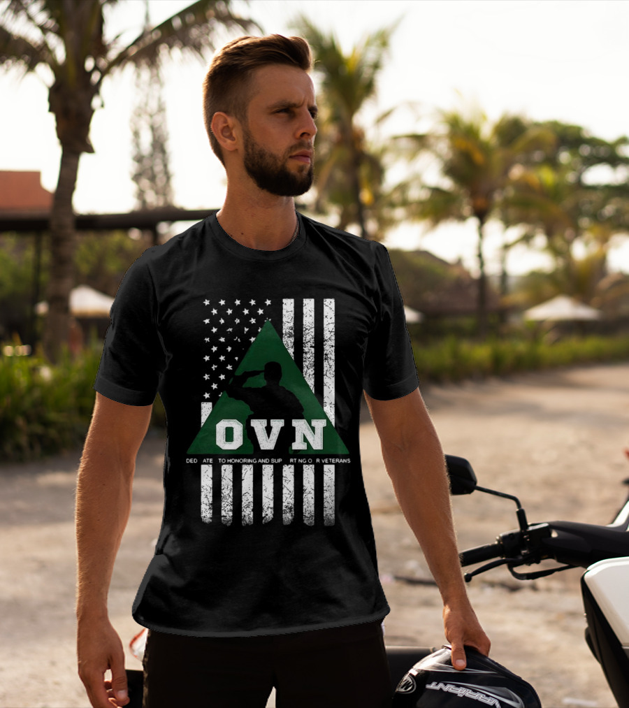 OVN Honoring And Supporting Our Veterans With American Flag And Saluting Soldier T-Shirt