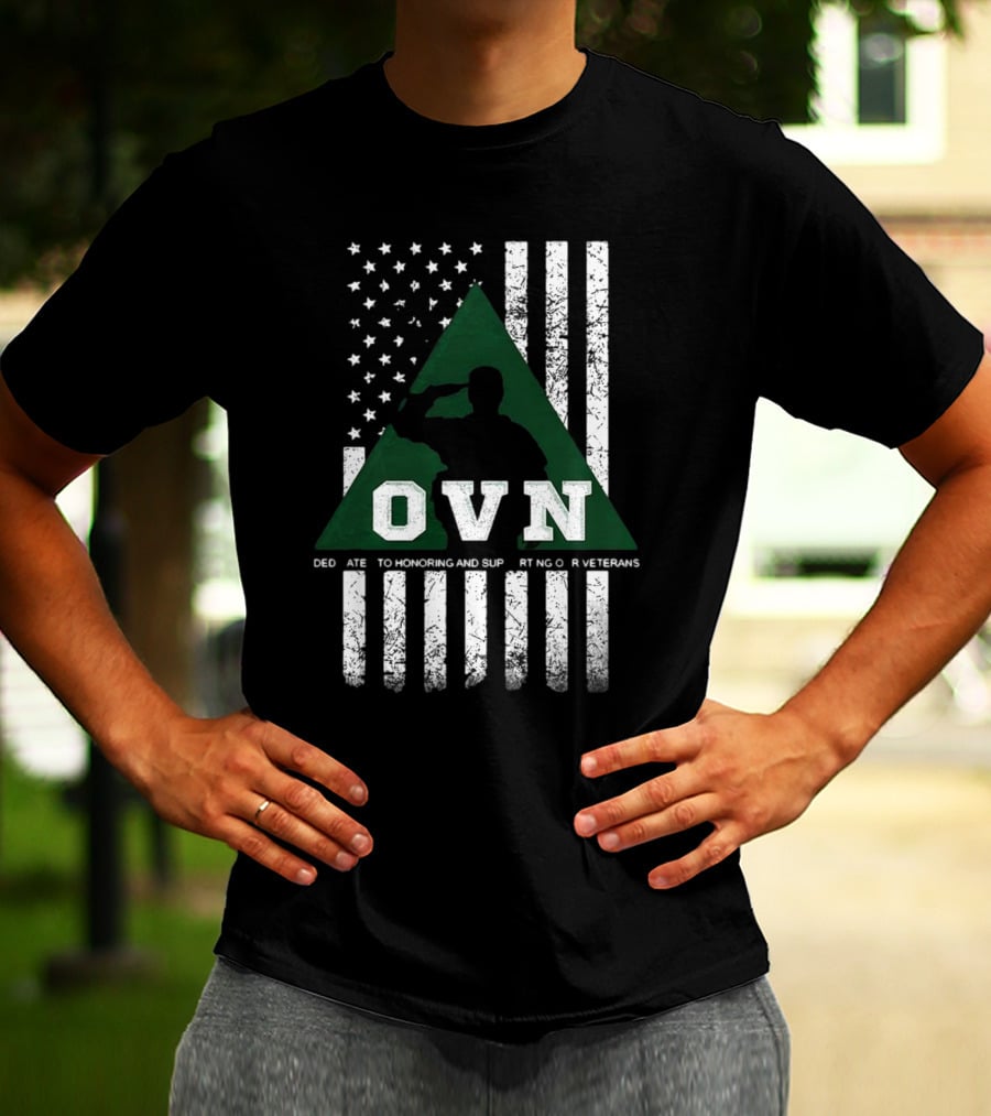 OVN Honoring And Supporting Our Veterans With American Flag And Saluting Soldier T-Shirt