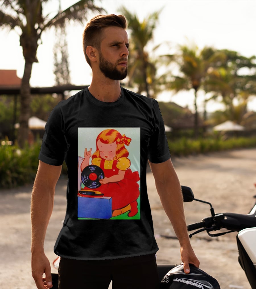 Sweet Unholy One Slayer Little Girl Listening To Vinyl Record T-Shirt