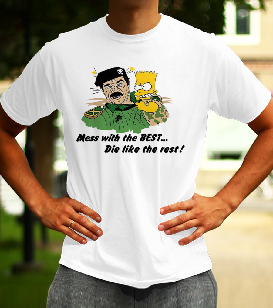 Bootleg Bart Simpson Mess With The Best Die Like The Rest Military Conflict Icons T-Shirt