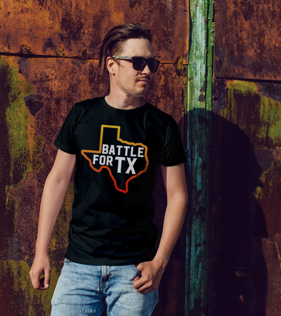 Battle For TX In Texas State Outline T-Shirt