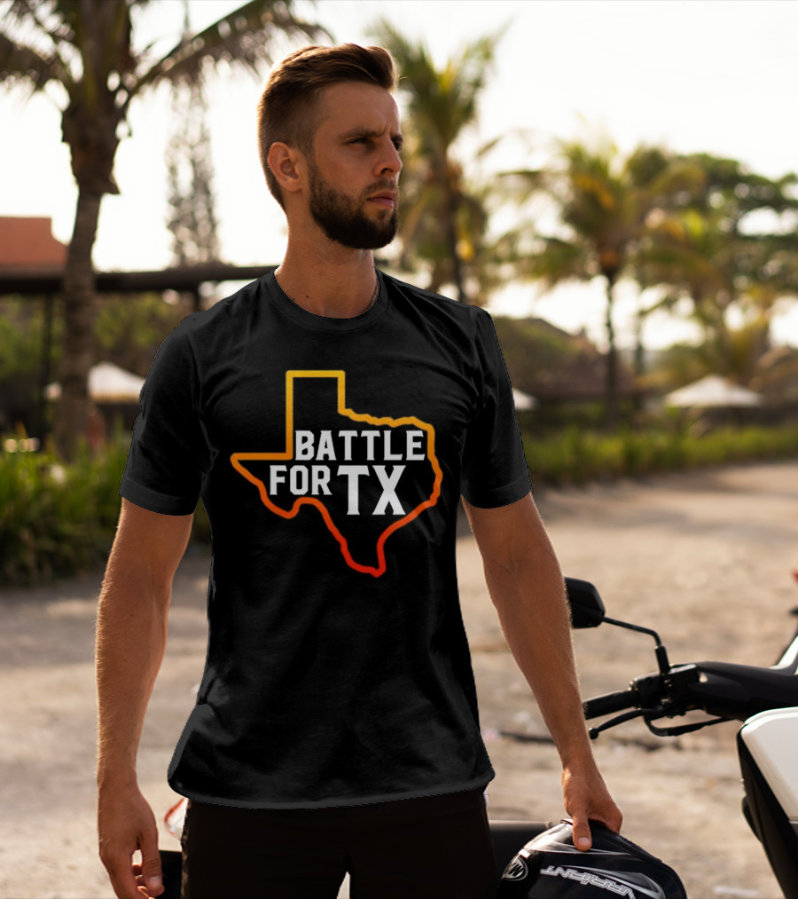 Battle For TX In Texas State Outline T-Shirt