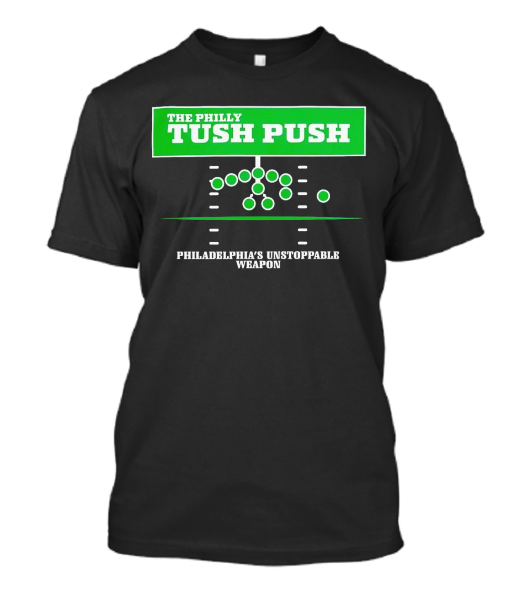The Philly Tush Push Philadelphia's Unstoppable Weapon Football Strategy Diagram T-Shirt