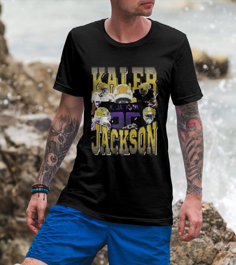 Kaleb Jackson LSU Tigers Football Vintage Retro Athlete Collage T-Shirt