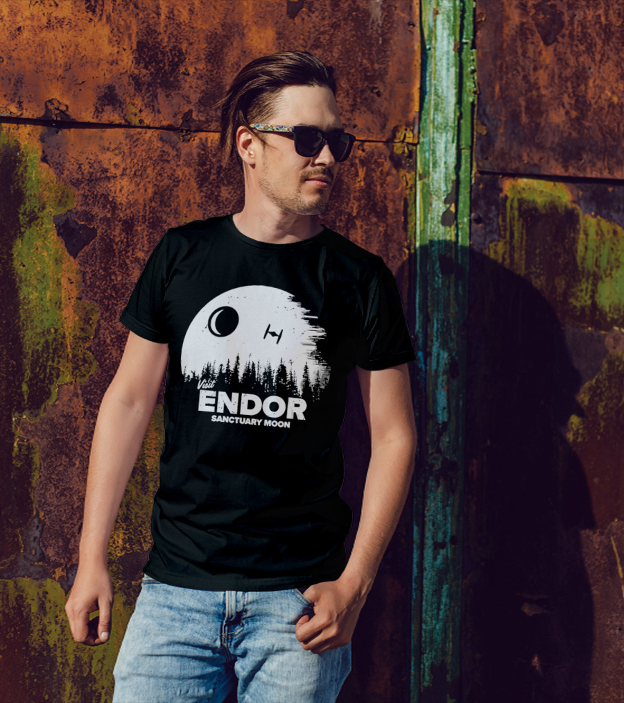 Visit Endor Sanctuary Moon Forest And Spaceship Scene T-Shirt