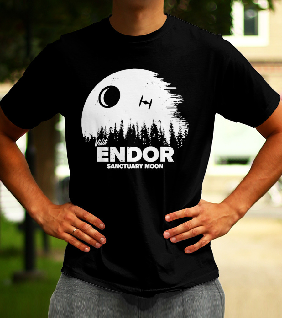 Visit Endor Sanctuary Moon Forest And Spaceship Scene T-Shirt