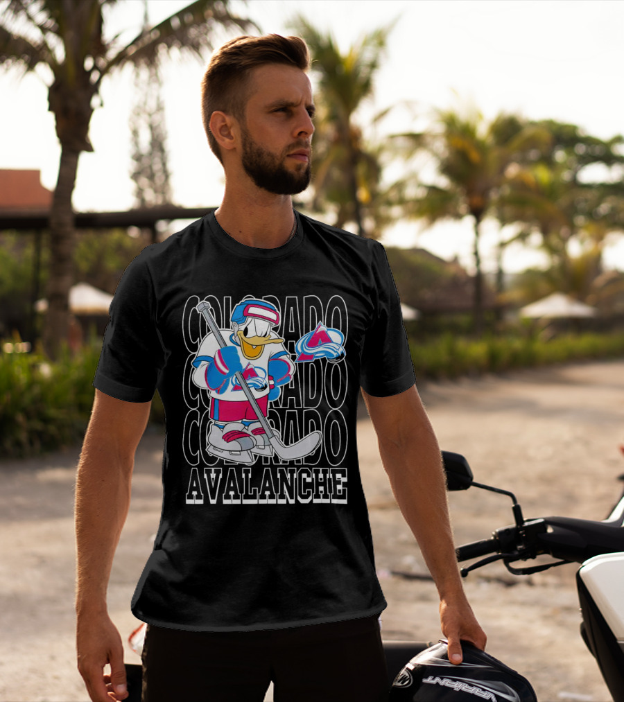 Colorado Avalanche Disney Donald Duck Hockey Team Burgundy T-Shirt