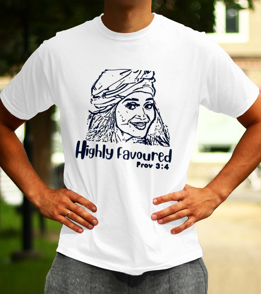Highly Favoured Prov 3:4 Woman In Headscarf T-Shirt
