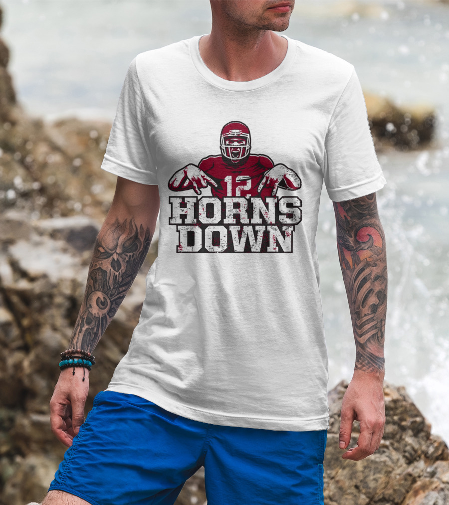 Horns Down 12 Oklahoma Sooners Football Player T-Shirt