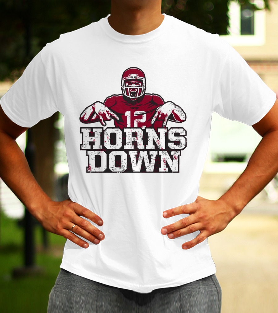 Horns Down 12 Oklahoma Sooners Football Player T-Shirt