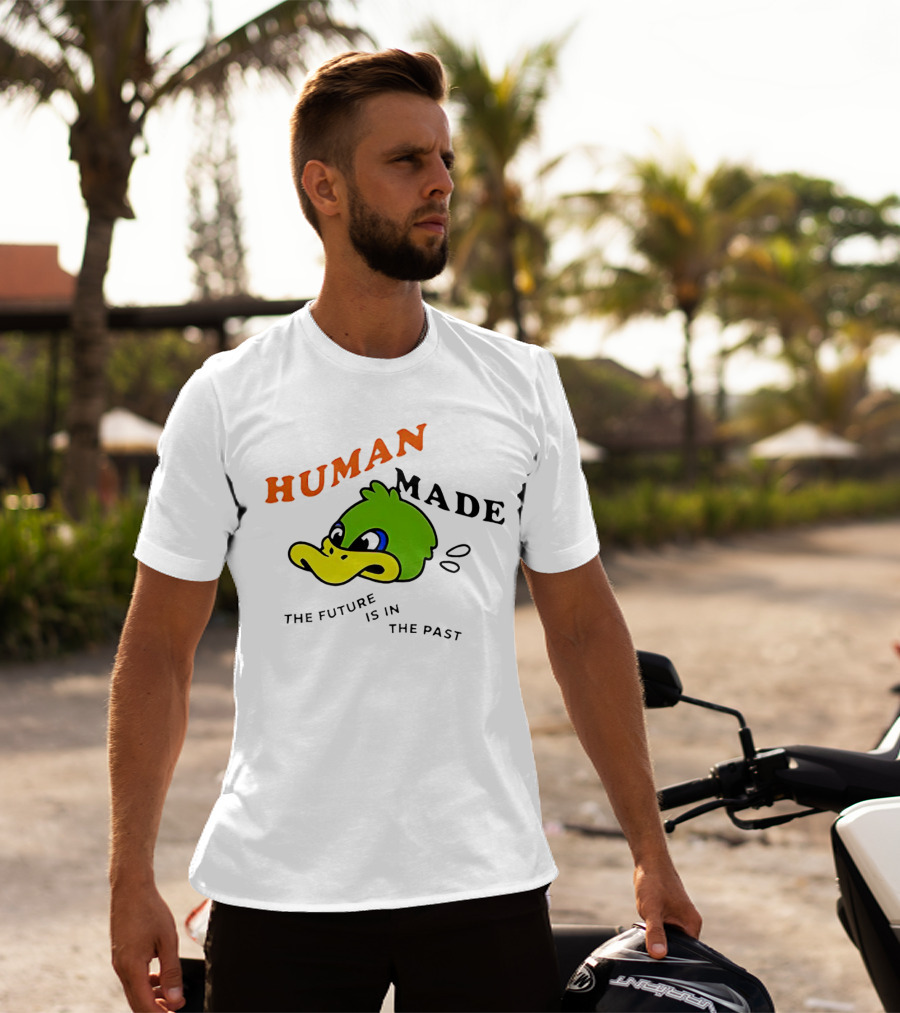 Human Made Duck With The Future Is In The Past Text T-Shirt